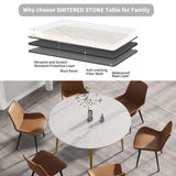 Modern Man-Made Stone Round Metal Dining Table-Position For 6 People - Furniture Home Direct