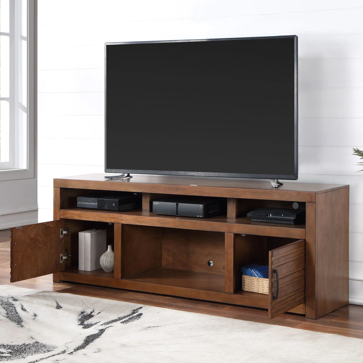 Sausalito - Console TV Stand For TVs Up To 85" - Whiskey - Furniture Home Direct