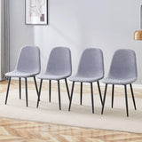 Luxury Simple Chair Linen Cotton High Resilience Dining Chair With Black Metal Legs (Set of 4) - Light Gray