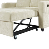 Sleeper Sofa With Adjustable Backrest, Two Cup Holders, Phone Holder, Three Charging Ports And Side Storage Pockets- Beige - Furniture Home Direct