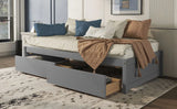 Twin Bed With 2 Drawers, No Box Spring Needed - Gray - Furniture Home Direct