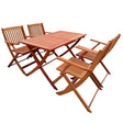 5 Piece Patio Dining Set, 4 Folding Chairs & 1 Dining Table, Indoor And Outdoor Universal - Teak - Furniture Home Direct