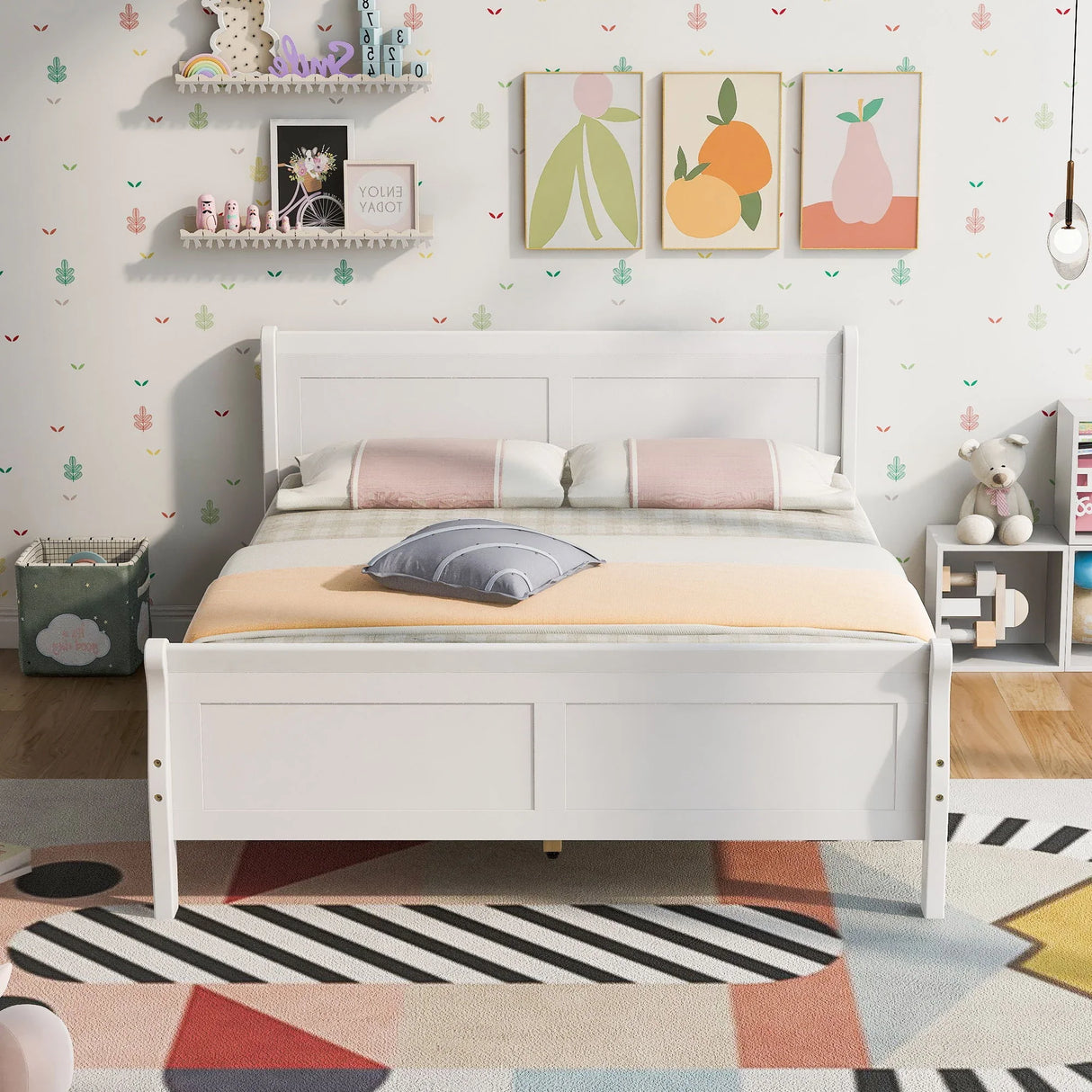 Platform Bed Frame Mattress Foundation Sleigh Bed With Headboard / Footboard / Wood Slat Suppor - Furniture Home Direct