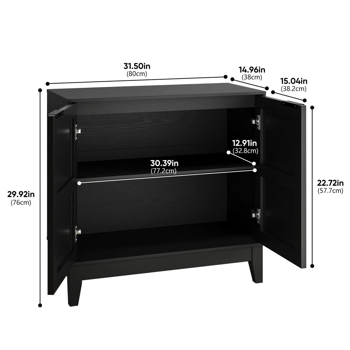 Vintage Carved Cabinet With Adjustable Shelves - Black - Furniture Home Direct