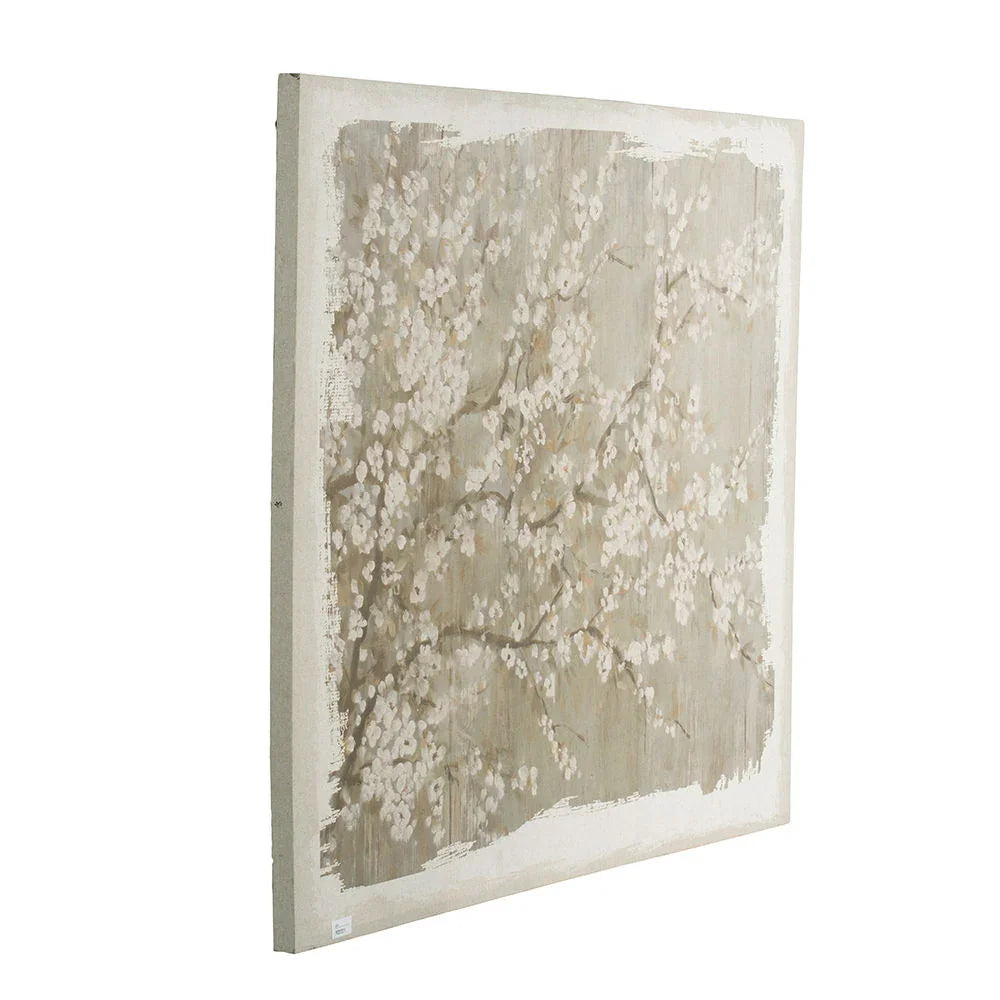 Large Cherry Blossom Canvas Art Print, Home Decor Accent Piece - Gray / White Matte - Furniture Home Direct