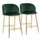 Fran - Pleated Contemporary / Glam Fixed Height Counter Stool (Set of 2) - Furniture Home Direct
