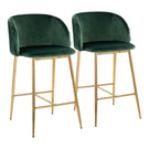Fran - Pleated Contemporary / Glam Fixed Height Counter Stool (Set of 2) - Furniture Home Direct