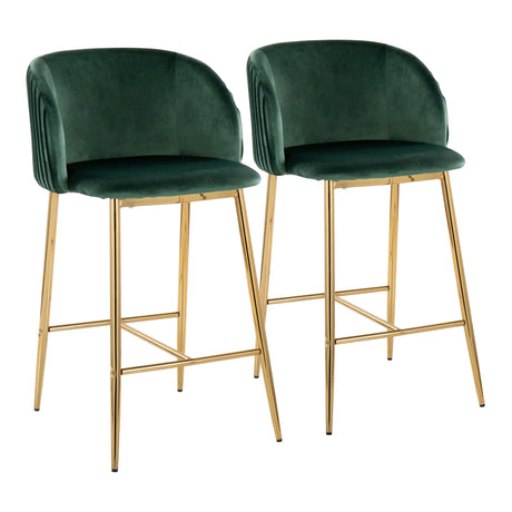 Fran - Pleated Contemporary / Glam Fixed Height Counter Stool (Set of 2) - Furniture Home Direct