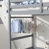 High Loft Bed With Ladder Landing Platform, Ladders, Guardrails - Furniture Home Direct