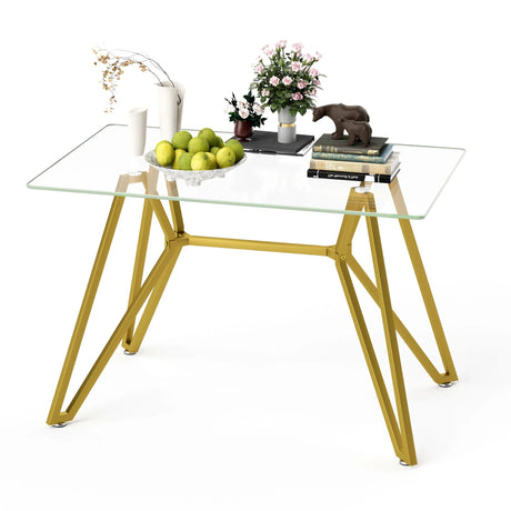 Modern Glass Dining Table With Metal Legs - Furniture Home Direct