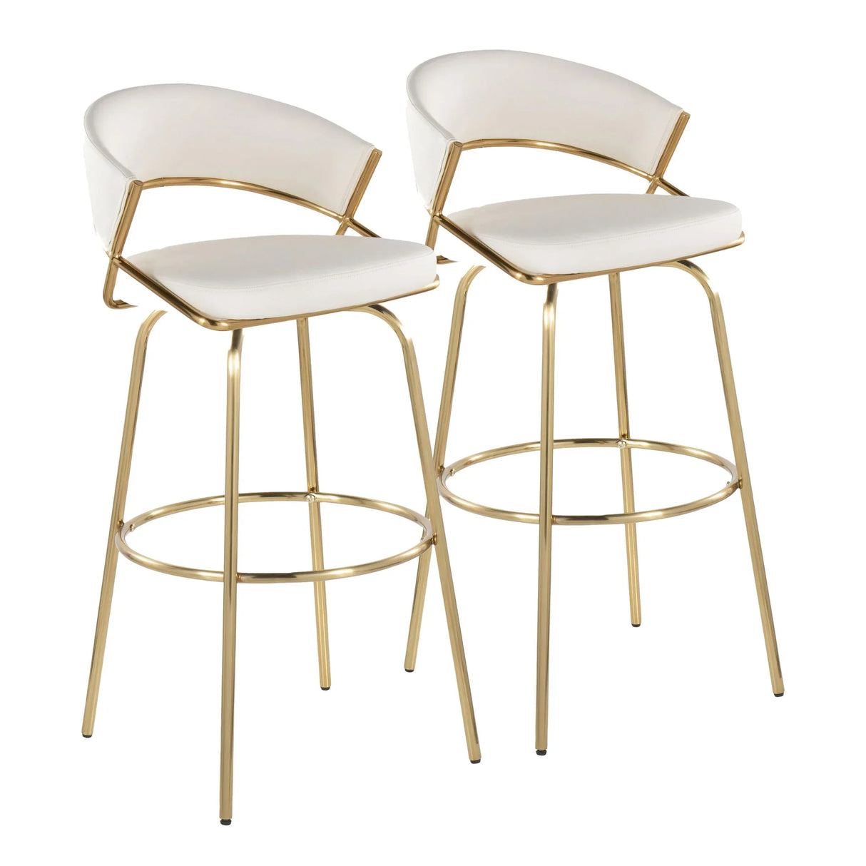 Jie - Fixed Height Contemporary Barstool With Swivel With Round Footrest (Set of 2) - Furniture Home Direct