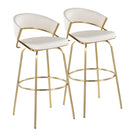 Jie - Fixed Height Contemporary Barstool With Swivel With Round Footrest (Set of 2) - Furniture Home Direct