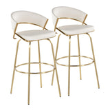 Jie - Fixed Height Contemporary Barstool With Swivel With Round Footrest (Set of 2) - Furniture Home Direct