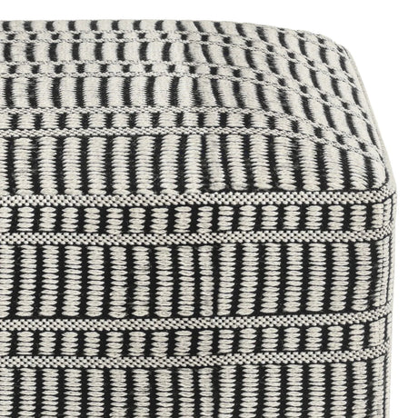 Safford - Square Woven Outdoor / Indoor Pouf - Black / White - Furniture Home Direct