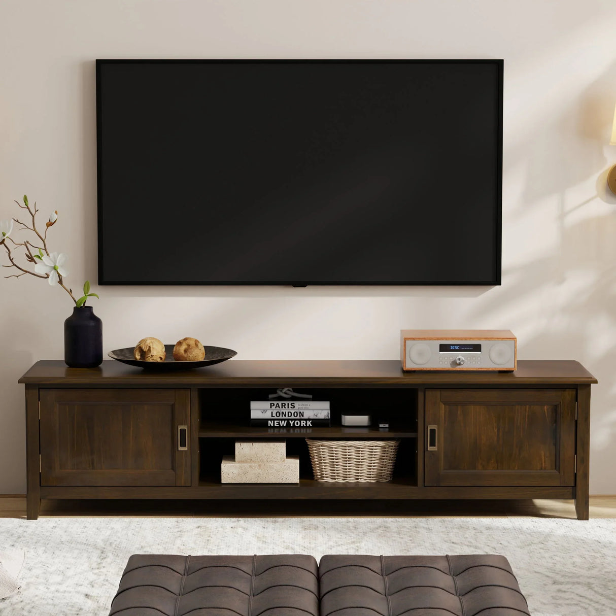 Burlington - Low TV Media Stand - Mahogany - Furniture Home Direct