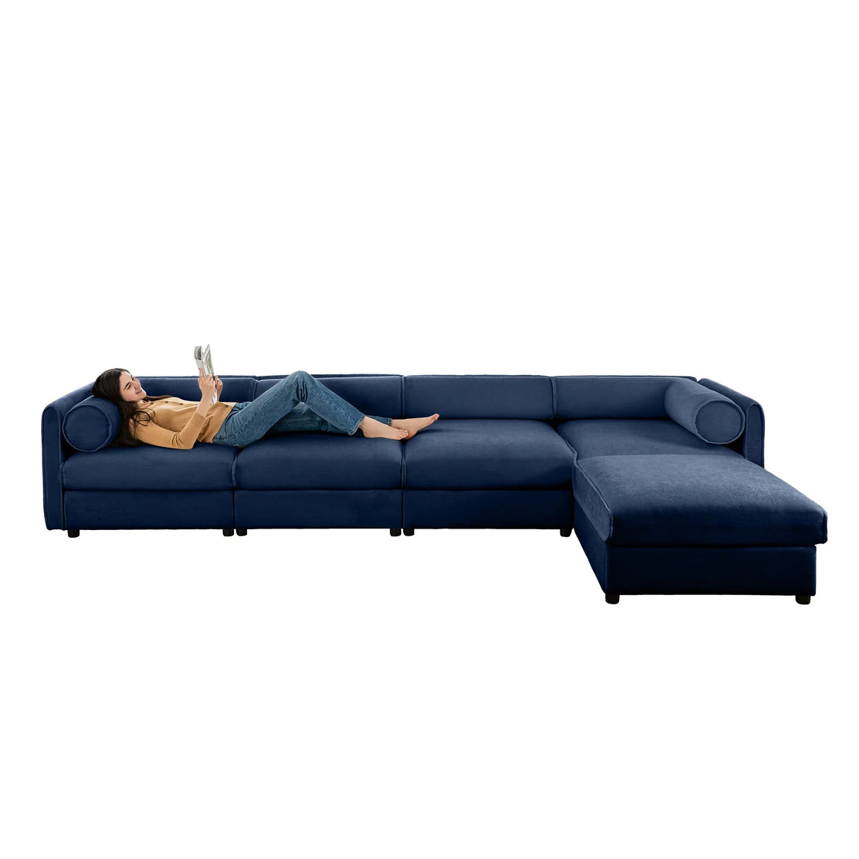 Sectional Sofa With Chaise And Hidden Storage Blue - Furniture Home Direct