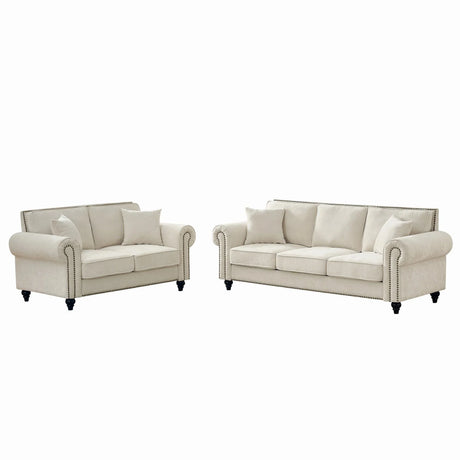 Modern 3 And 2 Seater Sofa With Rolled Arms, Tufted Upholstered Couch - Furniture Home Direct