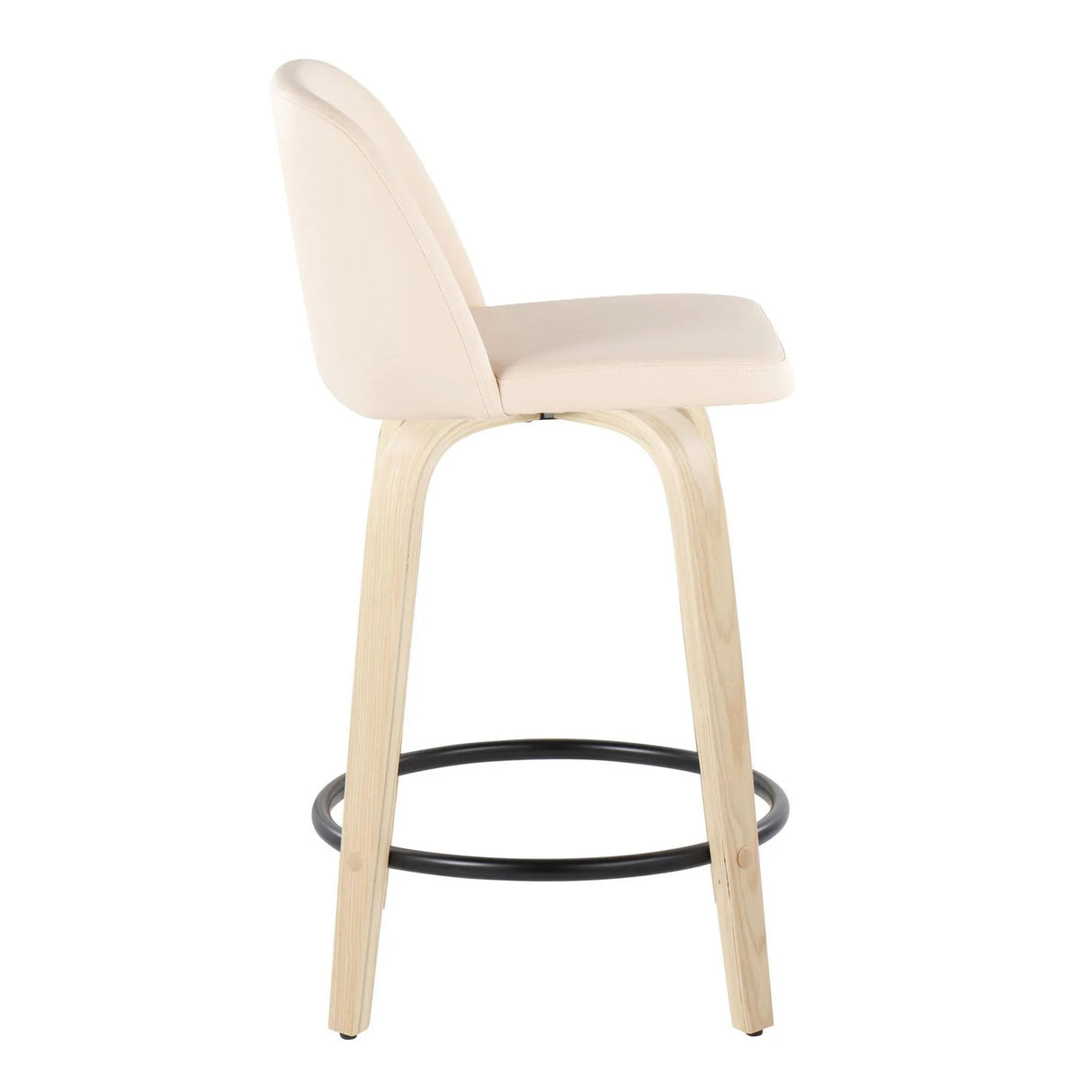 Toriano - Contemporary, Fixed Height Counter Stool With Swivel And Round Footrest (Set of 2) - Furniture Home Direct