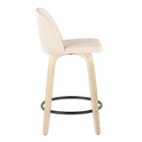 Toriano - Contemporary, Fixed Height Counter Stool With Swivel And Round Footrest (Set of 2) - Furniture Home Direct