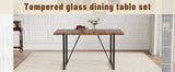 Dining Table Herringbone Wood Top And Metal Base Black - Furniture Home Direct