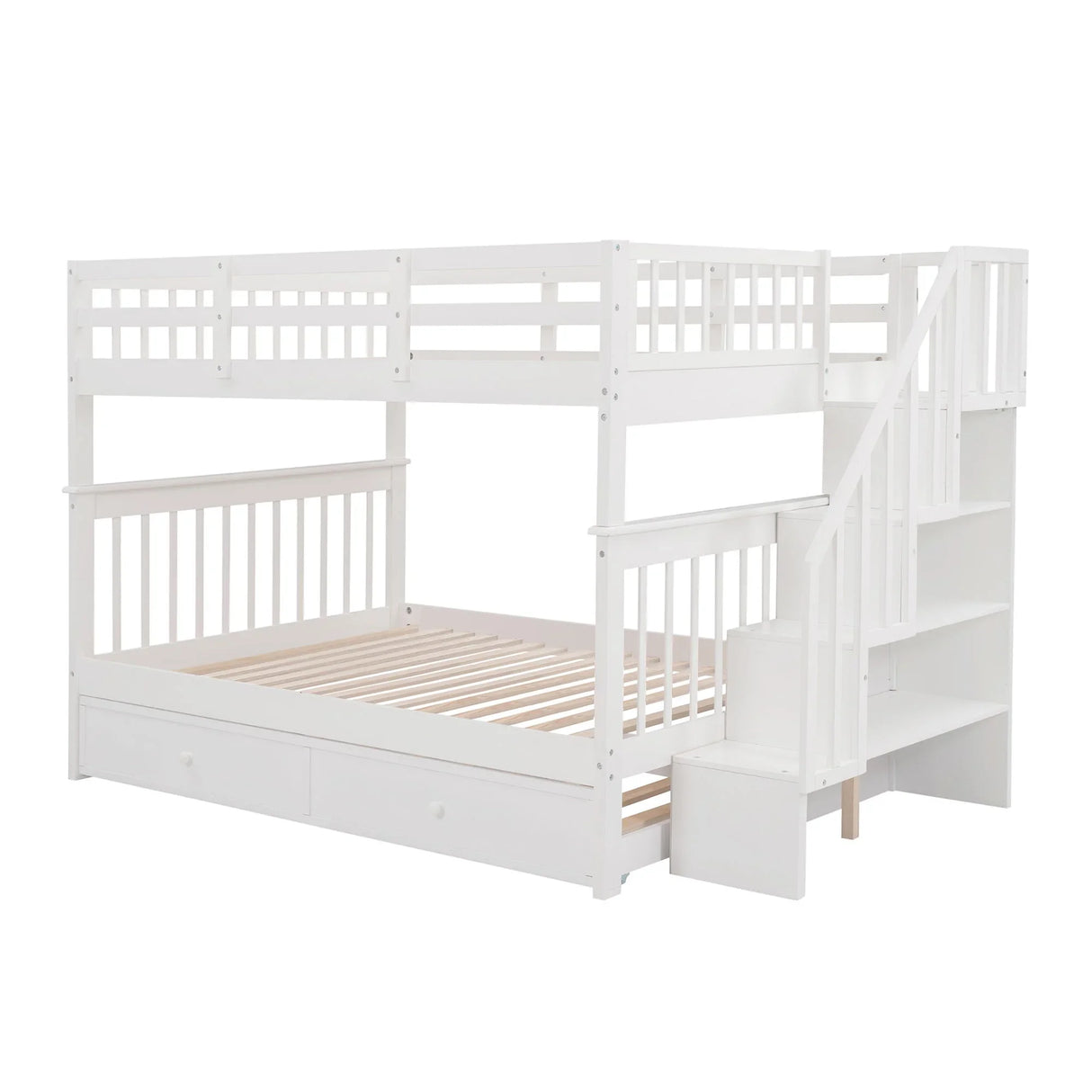 Stairway Bunk Bed With Storage And Guard Rail For Bedroom - Furniture Home Direct