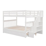 Stairway Bunk Bed With Storage And Guard Rail For Bedroom - Furniture Home Direct