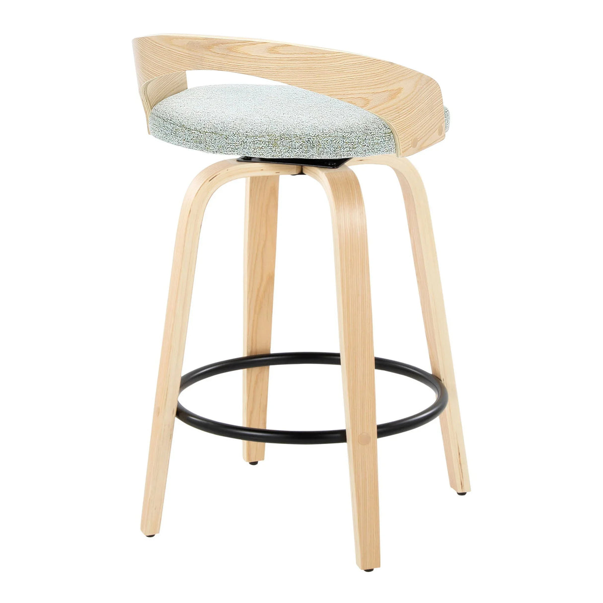 Grotto - Mid-Century Modern Fixed Height Counter Stool Swivel &h Round Footrest - Furniture Home Direct