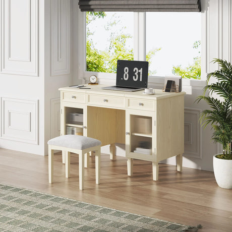 Multi Functional 2 In 1 Vanity Desk With Flip Top Mirror Material - White Oak - Furniture Home Direct