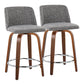 Toriano - Mid Century Modern Fixed Height Counter Stool With Swivel With Round Footrest (Set of 2) - Furniture Home Direct