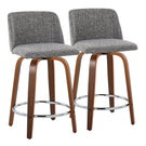 Toriano - Mid Century Modern Fixed Height Counter Stool With Swivel With Round Footrest (Set of 2) - Furniture Home Direct