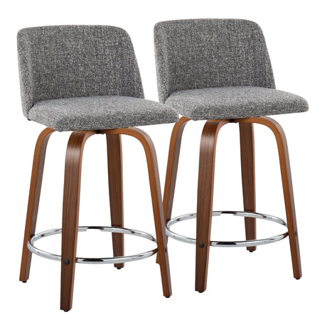 Toriano - Mid Century Modern Fixed Height Counter Stool With Swivel With Round Footrest (Set of 2) - Furniture Home Direct