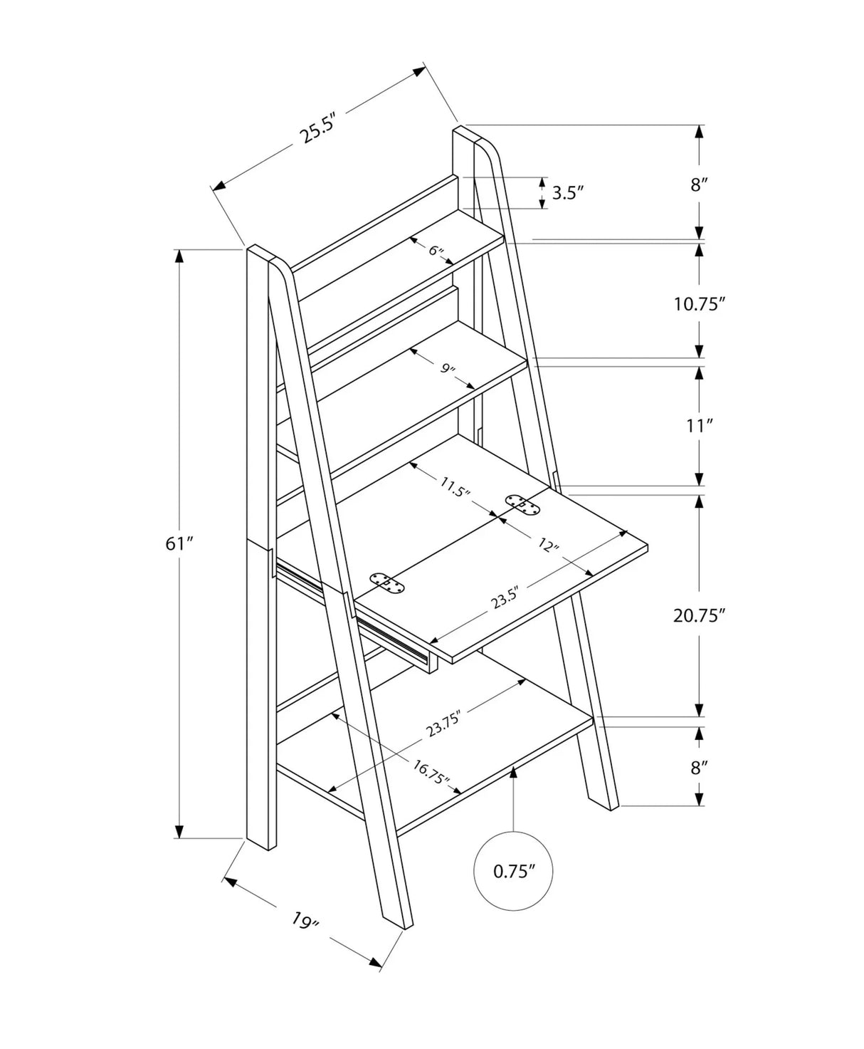 Computer Desk For Home Office, Laptop, Leaning, Storage Shelves - Furniture Home Direct
