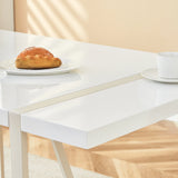 Dining Table Industrial Rectangular MDF Metal Frame White - Furniture Home Direct