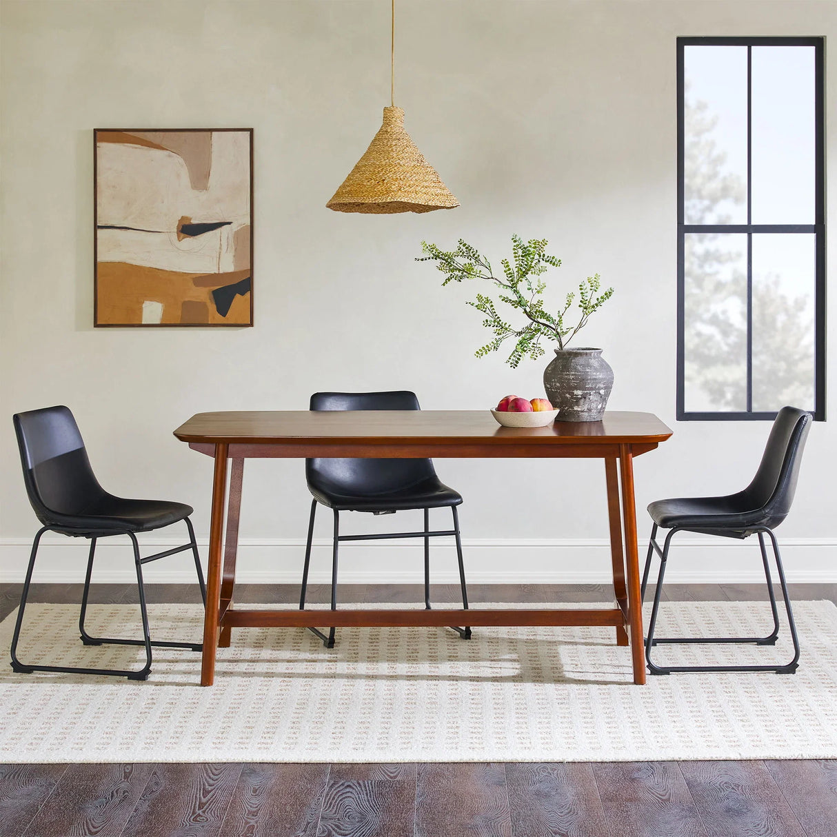 Mid-Century Modern Dining Table With Trestle Base - Furniture Home Direct
