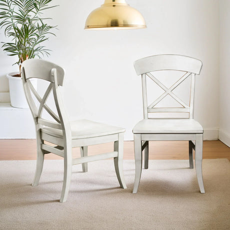Harola - Cross-Back Dining Side Chairs In (Set of 2) - Smoky White - Furniture Home Direct