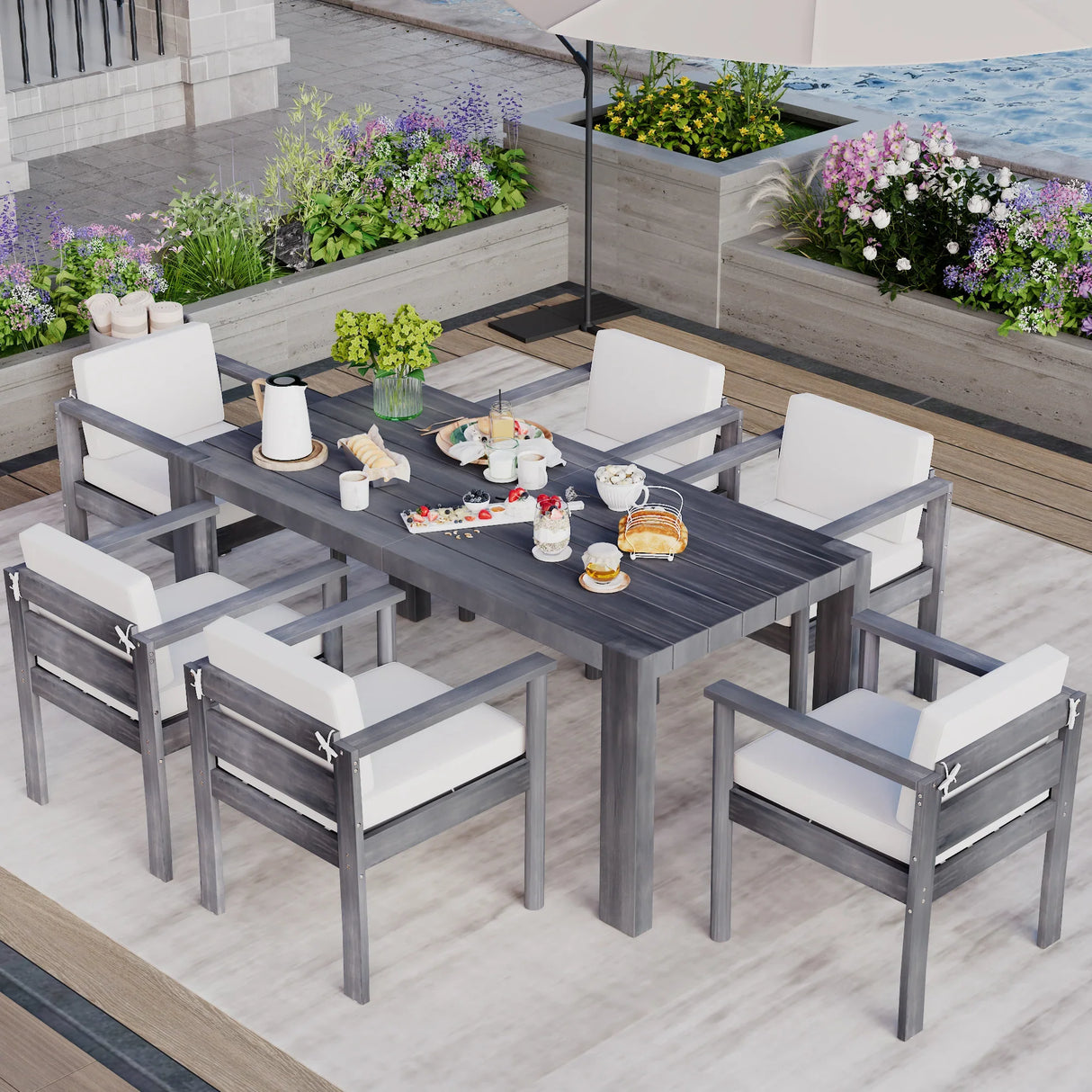 7 Piece Patio Dining Table Set - Furniture Home Direct