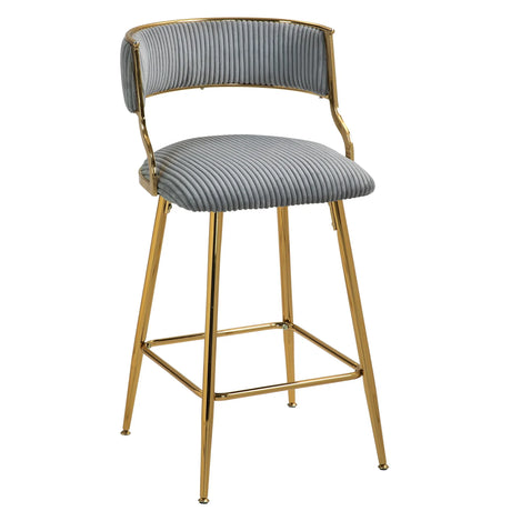 Counter Height Bar Stools With Powder Coating Base And Footrest (Set of 2) - Beige - Furniture Home Direct