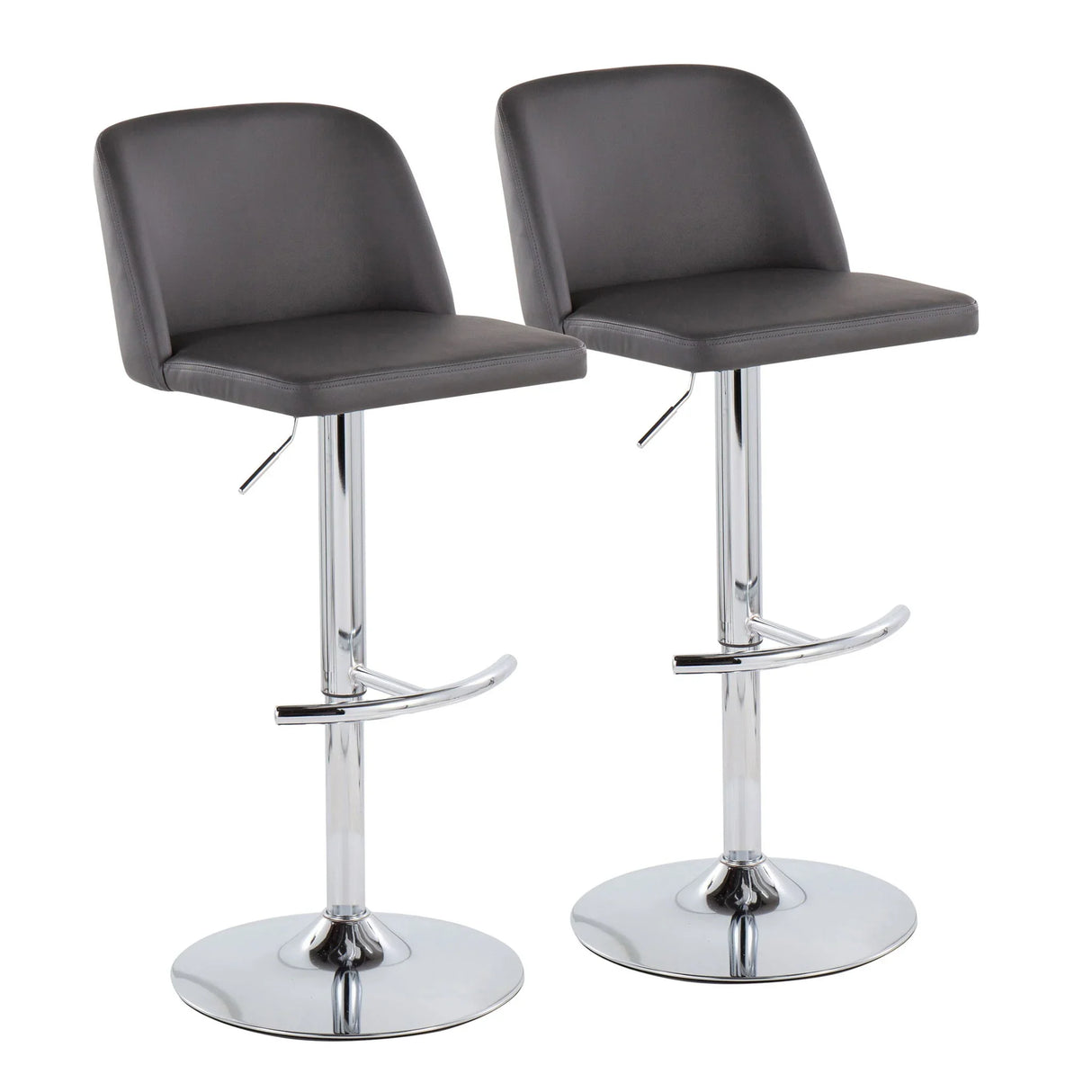 Toriano - Contemporary Adjustable Barstool With Swivel & Rounded T Footrest (Set of 2) - Furniture Home Direct