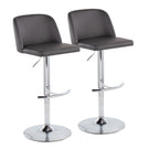 Toriano - Contemporary Adjustable Barstool With Swivel & Rounded T Footrest (Set of 2) - Furniture Home Direct