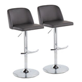Toriano - Contemporary Adjustable Barstool With Swivel & Rounded T Footrest (Set of 2) - Furniture Home Direct