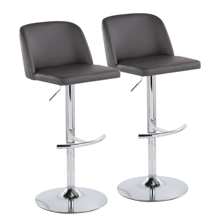 Toriano - Contemporary Adjustable Barstool With Swivel & Rounded T Footrest (Set of 2) - Furniture Home Direct