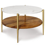 Wagner - Round Marble & Wood Table - Furniture Home Direct