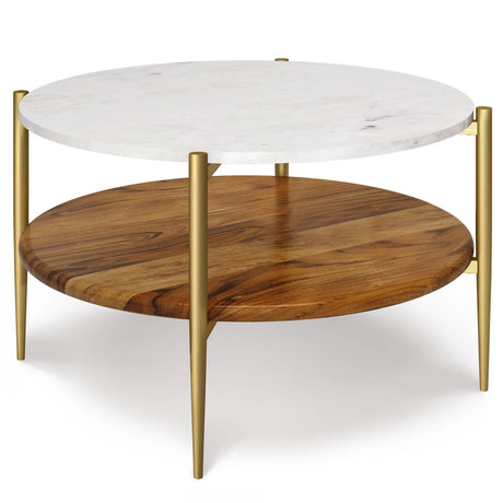 Wagner - Round Marble & Wood Table - Furniture Home Direct
