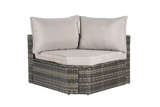 Wicker Outdoor Sectional Set with Curved Ottoman & Glass Top Table - Furniture Home Direct