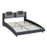 Platform Bed Faux Leather Upholstered LED Lighting Gray - Furniture Home Direct