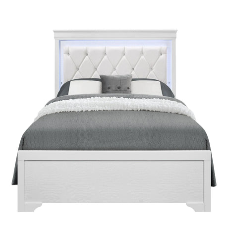 Shaker - 5 Pieces Bedroom Set With Crystal Inspired Tufted Headboard And LED Lighting - Furniture Home Direct