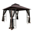Patio Gazebo Tent With Ventilated Double Roof And Mosquito Net - Furniture Home Direct