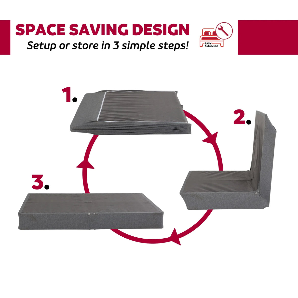 Twin XL Bed Foundation Foldable Metal Durable Frame Grey - Furniture Home Direct