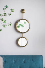 2 Circle Mirrors For Wall Decor, Unique Contemporary Wall Mirror For Living Room Bedroom Entryway - Gold - Furniture Home Direct