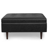 Shay - Large Square Coffee Table Storage Ottoman Mid-Century Style - Furniture Home Direct